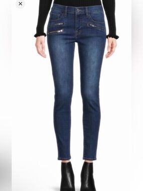 Etienne Marcel Jeans Womens 25 Blue Skinny Moto Zip Pocket Stretch Denim NWT